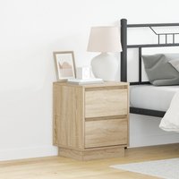 Berkfield Home Bedside Cabinet with LED Lights Sonoma Oak 39x34.5x50 cm in Beige