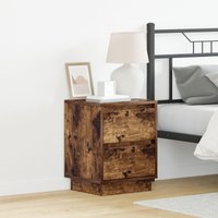 Berkfield Home Bedside Cabinet with LED Lights Smoked Oak 39x34.5x50 cm