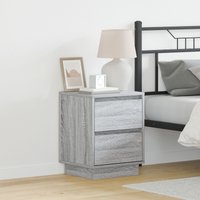 Berkfield Home Bedside Cabinets with LED Lights 2 pcs Grey Sonoma 39x34.5x50 cm