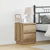 Berkfield Home Bedside Cabinet with LED Lights Artisan Oak 39x34.5x50 cm