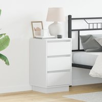 Berkfield Home Bedside Cabinet with LED White 39x34.5x65 cm Engineered Wood
