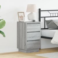 Berkfield Home Bedside Cabinet with LED Grey Sonoma 39x34.5x65 cm Engineered Wood