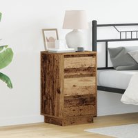 Berkfield Home Bedside Cabinet with LED Old Wood 39x34.5x65 cm Engineered Wood in Brown