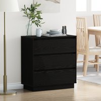 Berkfield Home Bedside Cabinet with LED Black Oak 71x34, 5x75 cm Engineered Wood
