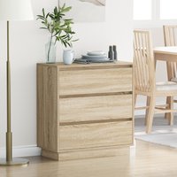 Berkfield Home Bedside Cabinet with LED Sonoma Oak 71x34, 5x75 cm Engineered Wood in Beige