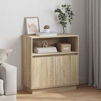 Berkfield Home Sideboard with LED Sonoma Oak 71x34, 5x75 cm Engineered Wood in Brown