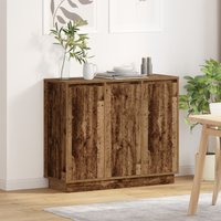 Berkfield Home Sideboard with LED - Old Wood - 90x32x75 cm - Engineered Wood in Brown | Size: 90 x 32 x 75 cm