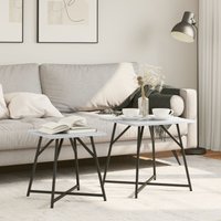 Berkfield Home Set of 2 Side Tables in Grey Sonoma with Engineered Wood & Metal