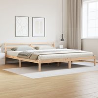 Berkfield Home Bed Frame with Headboard 200x220 cm Solid Wood Pine in Brown