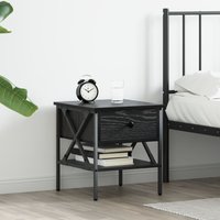 Berkfield Home Bedside Table Black Oak 40x42x45 cm Engineered Wood | Size: 40 x 42 x 45 cm