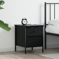 Berkfield Home Bedside Cabinet Black Oak 40x42x50 cm Engineered Wood | Size: 40 x 42 x 50 cm