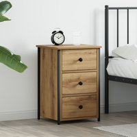 Berkfield Home Bedside Table Artisan Oak Engineered wood Compact Durable in Beige