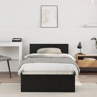 Berkfield Home Bed Frame without Mattress with Headboard Black Oak 75x190 cm