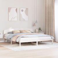Berkfield Home Bed Frame with Headboard White 180x200 cm Solid Wood Pine