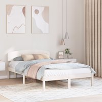 Berkfield Home Bed Frame with Headboard White 135x190 cm Solid Wood Pine