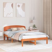 Berkfield Home Bed Frame with Headboard Wax Brown 120x190 cm Solid Wood Pine