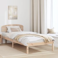 Berkfield Home Bed Frame with Headboard 90x200 cm Solid Wood Pine in Beige
