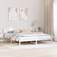Berkfield Home Bed Frame with Headboard White 180x200 cm Solid Pine Wood