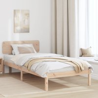 Berkfield Home Bed Frame with Headboard 75x190 cm Solid Pine Wood in Beige