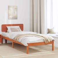 Berkfield Home Bed Frame with Headboard Wax Brown 75x190 cm Solid Pine Wood