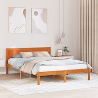 Berkfield Home Pine Wood Bed Frame Wax Brown Solid Pine Wood 150 x 200 cm