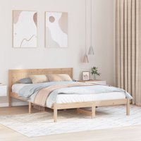 Berkfield Home Pine Wood Bed Frame 140x200 Natural Pine wood 140 x 200 cm in Brown