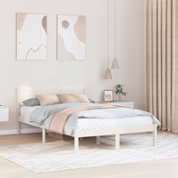 Berkfield Home White Pine Wood Bed Frame White Solid Pine wood 135 x 190 cm