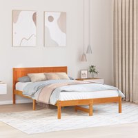 Berkfield Home Solid Pine Bed Frame Wax brown Solid wood 120 x 190 cm Durable
