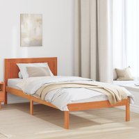 Berkfield Home Pine Wood Bed Frame Wax brown Solid pine wood 90 x 200 cm Durable