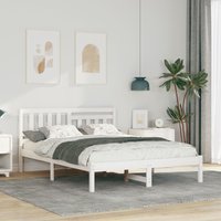 Berkfield Home with Headboard White 120 x 190 cm Solid pine wood