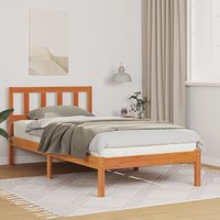 Berkfield Home with Headboard Wax brown 100 x 200 cm Solid pine wood