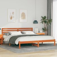 Berkfield Home with Headboard Wax brown 180 x 200 cm Solid pine wood