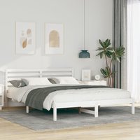 Berkfield Home with Headboard White 160 x 210 cm Solid pine wood