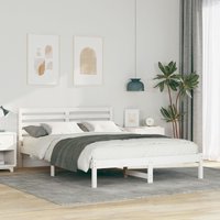 Berkfield Home with Headboard White 140 x 220 cm Solid pine wood
