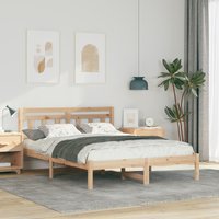 Berkfield Home with Headboard Brown 120 x 200 cm Solid pine wood in Beige