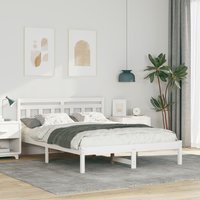 Berkfield Home White 135 x 190 cm Solid pine wood
