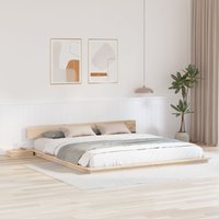 Berkfield Home Floor Bed Frame with Bedside Tables 200x200cm Solid Wood | Size: 200x200 cm