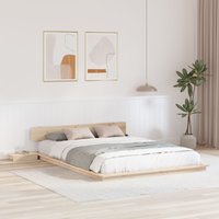Berkfield Home Floor Bed Frame with Bedside Tables 140x200cm Solid Wood | Size: 140x200 cm