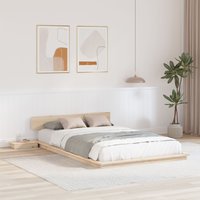 Berkfield Home Floor Bed Frame with Bedside Tables 140x190cm Solid Wood | Size: 140x190 cm