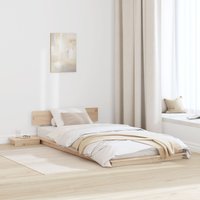 Berkfield Home Floor Bed Frame with Bedside Tables 90x200cm Solid Wood | Size: 90x200 cm