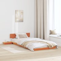 Berkfield Home Floor Bed Frame with Bedside Tables Wax Brown 75x190cm Solid Wood | Size: 75x190 cm