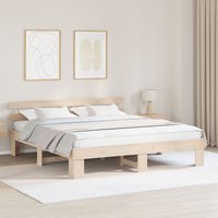 Berkfield Home Bed Frame with Headboard 180x200 cm Solid Wood Pine in Beige