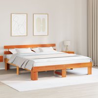 Berkfield Home Bed Frame with Headboard Brown 180x200 cm Solid Wood Pine