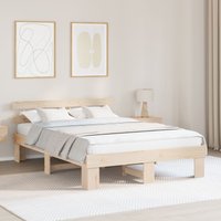 Berkfield Home Bed Frame with Headboard 140x200 cm Solid Wood Pine in Beige