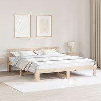 Berkfield Home Pine Wood Bed Frame Natural Solid Pine wood 200 x 200 cm Durable in Brown