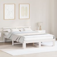 Berkfield Home Wood Bed Frame White Wood 160 x 200 cm Durable White Bed Frame