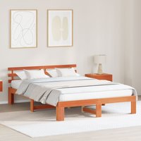 Berkfield Home Wood Bed Frame Wax Brown Solid Wood 160 x 200 cm Rustic Bed Frame