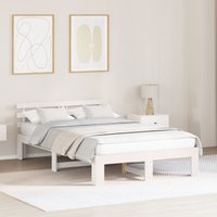 Berkfield Home White Pine Wood Bed Frame White Solid wood 120 x 200 cm Durable
