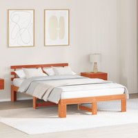 Berkfield Home Pine Wood Bed Frame Wax Brown Solid Wood 120 x 200 cm Pine Bed