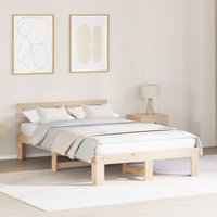 Berkfield Home Pine Wood Bed Frame Natural Wood Solid Wood 140 x 190 cm Durable in Cream